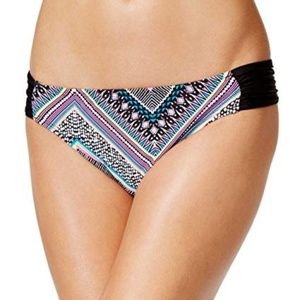 Bikini Nation Ruched-Side Printed Hipster Bottoms